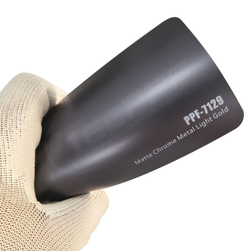 PPF-7129 Matte Chrome Metal Light Gold Color Paint Protective Film per graffi auto