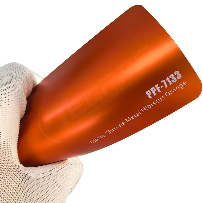 PPF-7133 Matte Chrome Metal Hibiscus Orange Color Paint Protective Film per graffi auto
