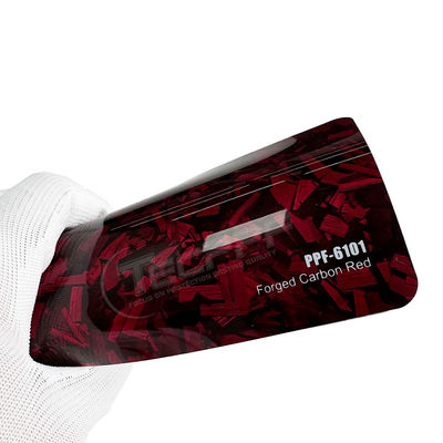 Forged Carbon Red Paint Rock Chip Protection Film 8mil per l'automobile
